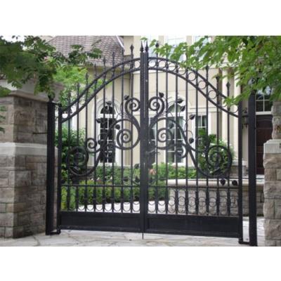 China Modern Metal Garden Houses Front Gate Iron Base Track Designs Galvanized Entry Wrought Iron Gate for sale