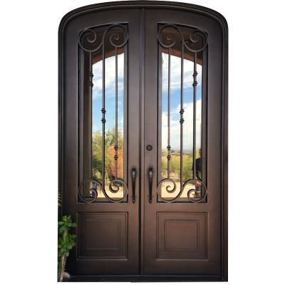 China Wrought Iron Door Security Modern Steel Front Entry Front Doors Exterior Blue Front Door for sale