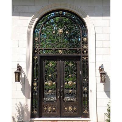 China Modern Metal Front Doors Wrought Iron Entry Divider Villa Entrance Iron Armored Door for sale