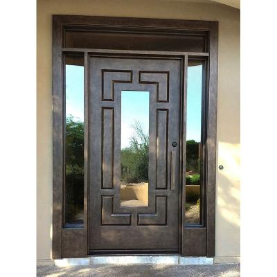 China 304 Modern Entrance Door Shoe Modern Wrought Iron Door With Front Entrance Villa Glass Entry Door for sale