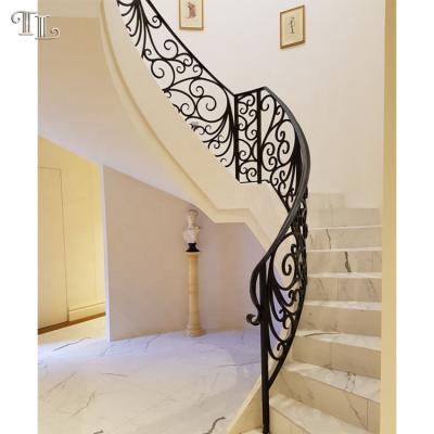 China Modern Stair Railing Design Wrought Iron Railing Design Iron Stair Railing Handrail for sale