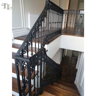 China Modern Wrought Iron Stair Railing Design Stair Railing Metal Stair Railing Iron Stair Railing for sale