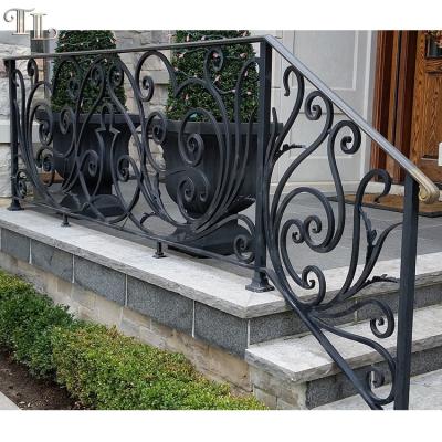 China Modern Wrought Iron Railings Design Metal Railing Stair Railing Outdoor Staircase Stairs for sale