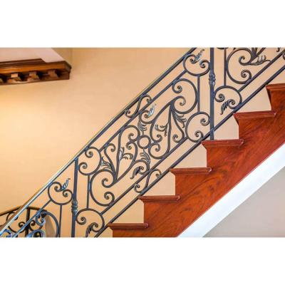 China Luxury Wrought Iron Stair Railings Gold Color Prefab Stair Railing Luxury Wrought Iron Stair Railing for sale