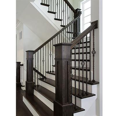 China Modern Wrought Iron Balustrade Iron Stair Railing Modern Railings Designs Metal Stair Stairs Railing for sale