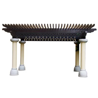 China Metal Customized Patio Shade Porch Backyard Covered Wpc Wood Composite Pergola for sale