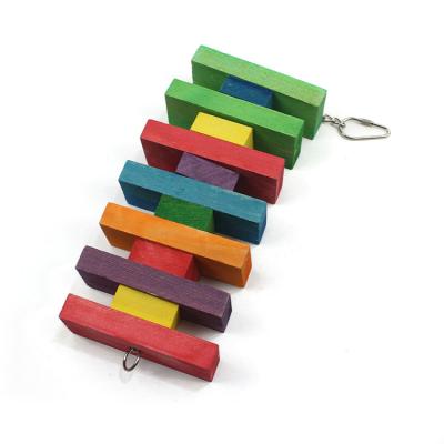 China Factory Viable Sale Hanging Wooden Block Bite String Parrot Bird Pets Bite Toy Customized for sale