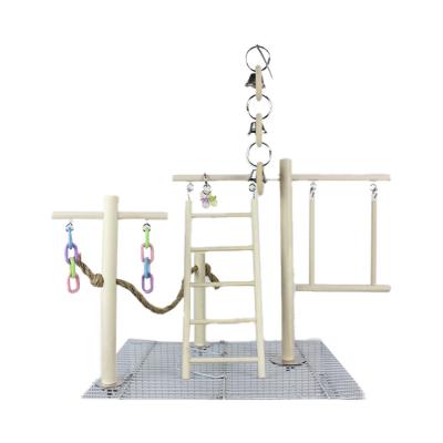 China Factory Price Viable Indoor Interactive Training Stand Bar Solid Wood Pet Toys Wooden Playground For Parrot for sale