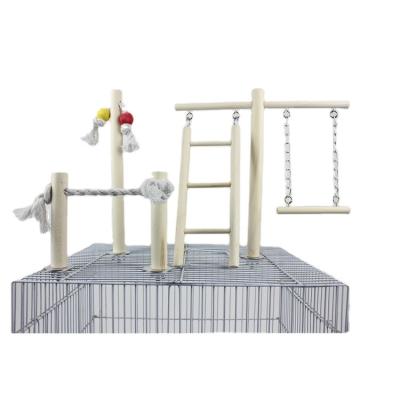 China Factory Price Viable High Quality Wooden Parrot Playing Bird Toy Cage Accessories Parrot Ladder Bird Perch Stand Holder for sale