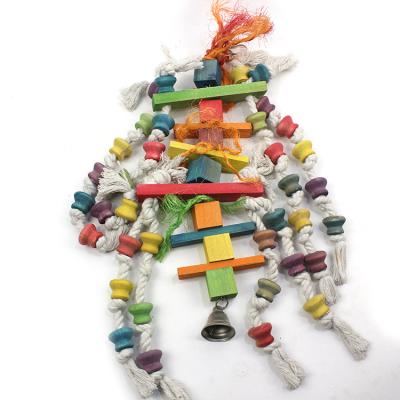 China Wholesale Wooden Interesting Viable Pet Birds Teeth Worry Parrot Chew Hanging Round Block Toy Bird Toy Cage Accessories for sale