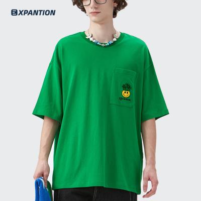 China Stylish Anti-Wrinkle EXP Summer T-shirts Embroidery On Drop Shoulder Short Sleeve Men's Oversized T Shirt T Shirt for sale