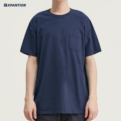 China New Design Summer Quality Crew Neck Sleeve T-shirt Blank Casual Premium Cotton Men's Short Anti-Shrink EXP Pocket T-Shirt 100% Solid for sale