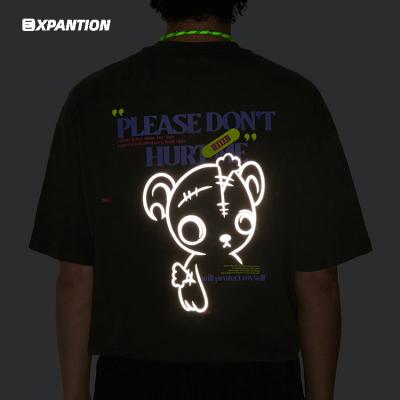 China Summer Urban Fashion Street Wear Anti-wrinkle EXP Factory Supply Reflective Color Men's Oversized Customized T-shirt for sale