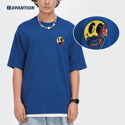 China Anti-wrinkle EXP summer hippop bulk men's unisex luxury OEM customized cartoon embroidered heavy cotton T-shirts for sale