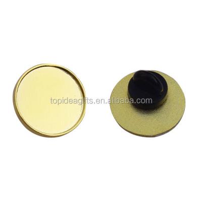 China Shiny China Sublimation Blank Gold Metal Brooch Pins Round Shape Metal Badge Blanks for sale