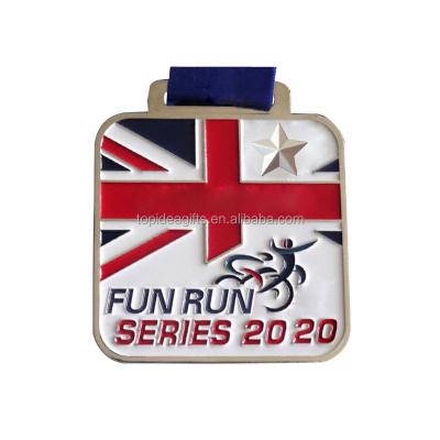 China China Factory UK Flag Customized Logo Marathon Awards Medal Fun Series 2020 Sports Medallion Factory Custom for sale