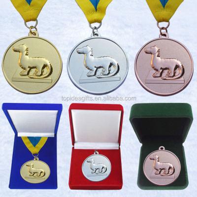 China China 3D Mascot Dragon Shape Gold Silver Bronze Metal Finisher Medal With Display Box for sale