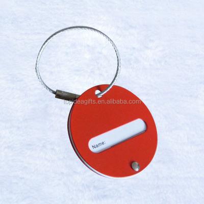 China Promotion Gifts Anodized Red Color Aluminum Sublimation Metal Luggage Tag Round Shape Metal Blank Name Bag Tag for sale