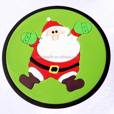 China Sustainable Factory 3D Cartoon PVC Custom Rubber Coasters For Christmas Day Customized for sale