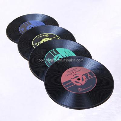 China Sustainable Factory Four Cd Record Coaster Soft PVC Eco - Friendly With Printed Colorful Logo Customized for sale