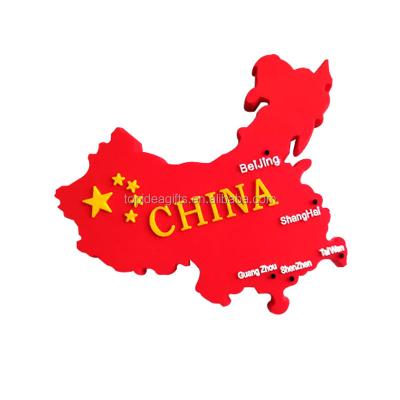 China Factory Flexible Souvenir Rubber PVC China Map Fridge Magnet With Embossed Logo Customized for sale