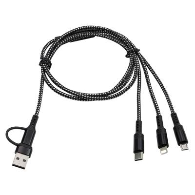 China New Design MP3/MP4 Player Nylon Braided Cable 3ft Charging Compatible Cable 5 In 1 USB Cable For Android/Type-C/Phone for sale