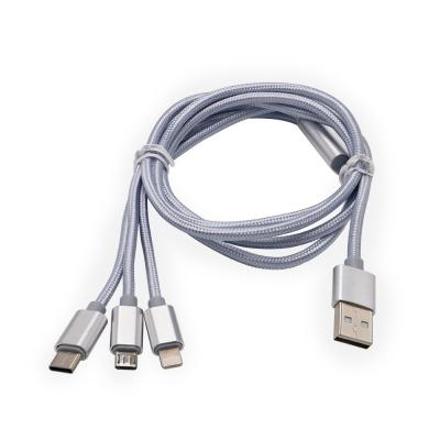 China MP3/MP4 Player Cable Sleeve Braided Cable 3 In 1 Multi USB Charging Cable for sale