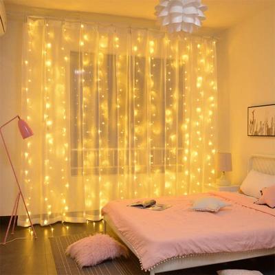 China LED Curtain Light USB Plug Power 300 Led Wedding Birthday Baby Shower Led Copper Wire String Curtain Lights With 13 Key Remote For Wall Decoration for sale