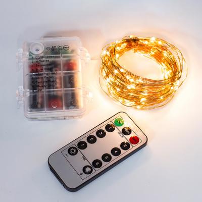 China Waterproof Battery Box Lamp 10m 100LED Copper Wire Lamp 10m 100LED Battery Box String 8 Function 3AA Battery Box Waterproof Waterproof Lamp for sale