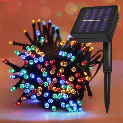 China Solar String Lights 12m Outdoor Led Curtain 100led Christmas Street Decoration Lights Holiday Led Solar String Light for sale