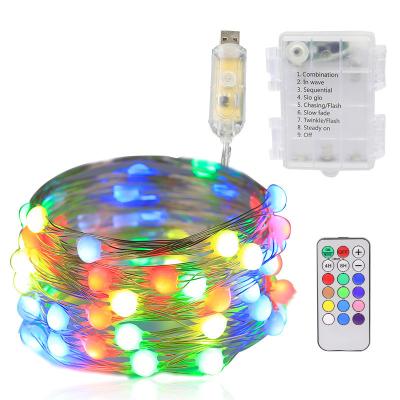 China Eco-friendly Recycle 5m10m Fairy Lights RGB Smart Christmas Tree Lights Dot Control Colorful USB Powered Flash Christmas Outdoor RGB Led String for sale