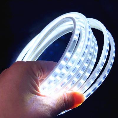 China Waterproof Ip67 LANDSCAPE High Voltage 220v 5050 Patch Led Lamp Strip Single Color Led Flex Soft Light Strip for sale