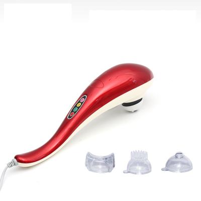 China Factory sales low price infrared heating removable red dolphin shape hand held deep tissue vibration body massage hammer for sale