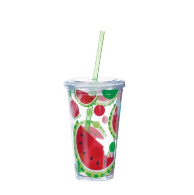 China HelloCat 17oz Sustainable Acrylic Plastic Travel Mug with Lid and Straw, Pink for sale