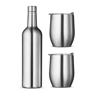 China Viable Insulated Wine Bottles Gift Set 750ML Vacuum Water Bottle And 2PCS 12oz Wine Tumblers for sale