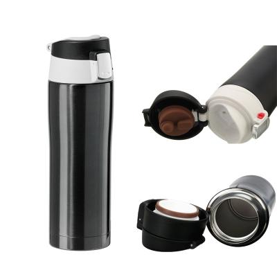 China Sustainable Double Wall Stainless Steel Travel Vacuum Sealed Mug with Flip-Open Locking Lid (0.5 Lt. / 16 oz.) - Black for sale