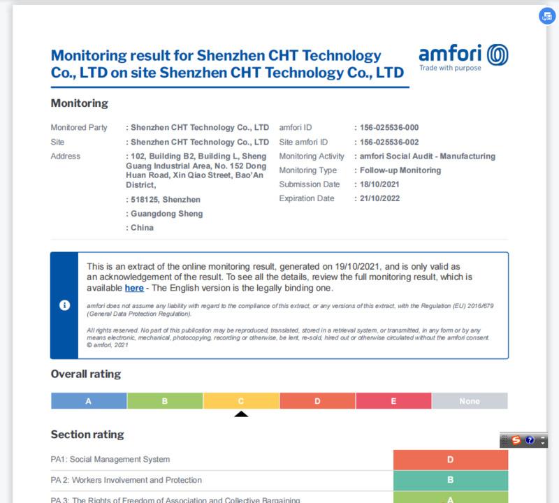 BSCI - Shenzhen CHT Technology Co., Ltd.