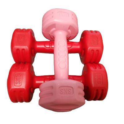 China Cheaper and safe plastic vinyl dumbbell/plastic dumbbell 1kg/2kg/3kg/4kg/5kg women cement for sale