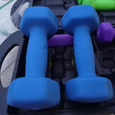 China Universal Fitness Equipment Gym Vinyl Neoprene Dumbbell Weightlifting Adjustable Colorful 4kg 5kg 6kg 8kg 10kg Set for sale