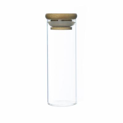 China Wholesale 70ml Clear Empty Luxury Food Storage Glass Jar For Freshness Preservation With Bamboo Lid for sale