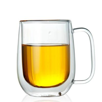 China 2022 Hot Sale 8.5oz 11.9oz Stocked Transparent Reusable Glass Coffee Mug With Handle for sale