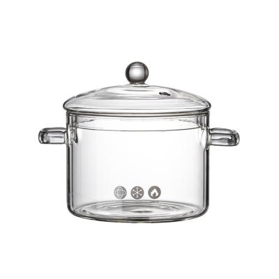 China Big Size Hot Transparent Clear Pyrex Stocked Hot Selling Cooking Pot With Glass Lid for sale