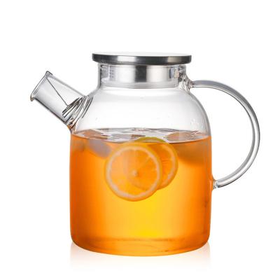 China Wholesale Stocked 1200ml 1500ml Loose Leaf Tea Kettle Glass Teapot With Steel Lid for sale