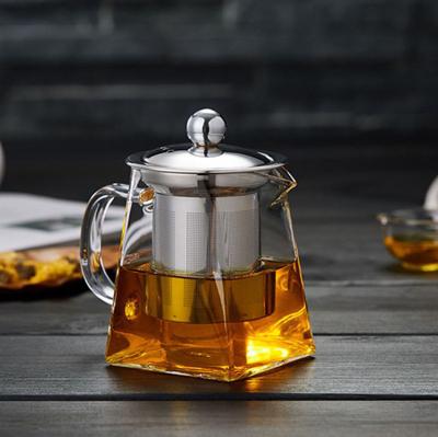 China Hot Sale 2022 Heat Resistant Borosilicate Flower Tea Stocked Glass Teapot With Infuser for sale