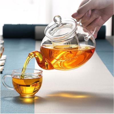 China High Quality Heat Resistant Borosilicate Glass Stocked Chikao Handblown Teapot With Infuser for sale