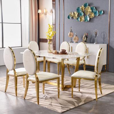 China Italian modern luxury marble top large square furniture elegant otros muebles de sala large marble table and chairs tisch set table for sale