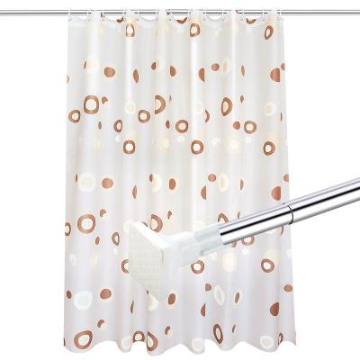 China European Style Coffee Ring Long Shower Curtain Waterproof Moldproof Bath Shower Curtain Fabric Shower Curtain Viable Bathroom for sale