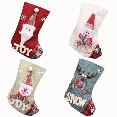 China Best Selling Christmas Socks Medium Christmas Candy Gift Bag Decoration Props Santa Snowman Christmas Socks Decoration for sale