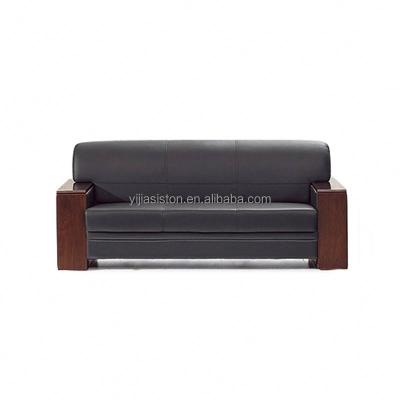 China Modern Hot Selling High Quality Not Easy To Deform Zhongzheng Strong Bearing Walnut Black Leather Three Person Sofa for sale