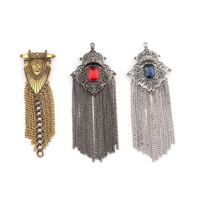 China ALLOY DIY Fashion Custom Gold Crown Vintage Chain Brooches Silver Crystal Rhinestone Punk Women for sale